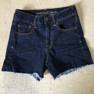 Dark hi-rise shorties